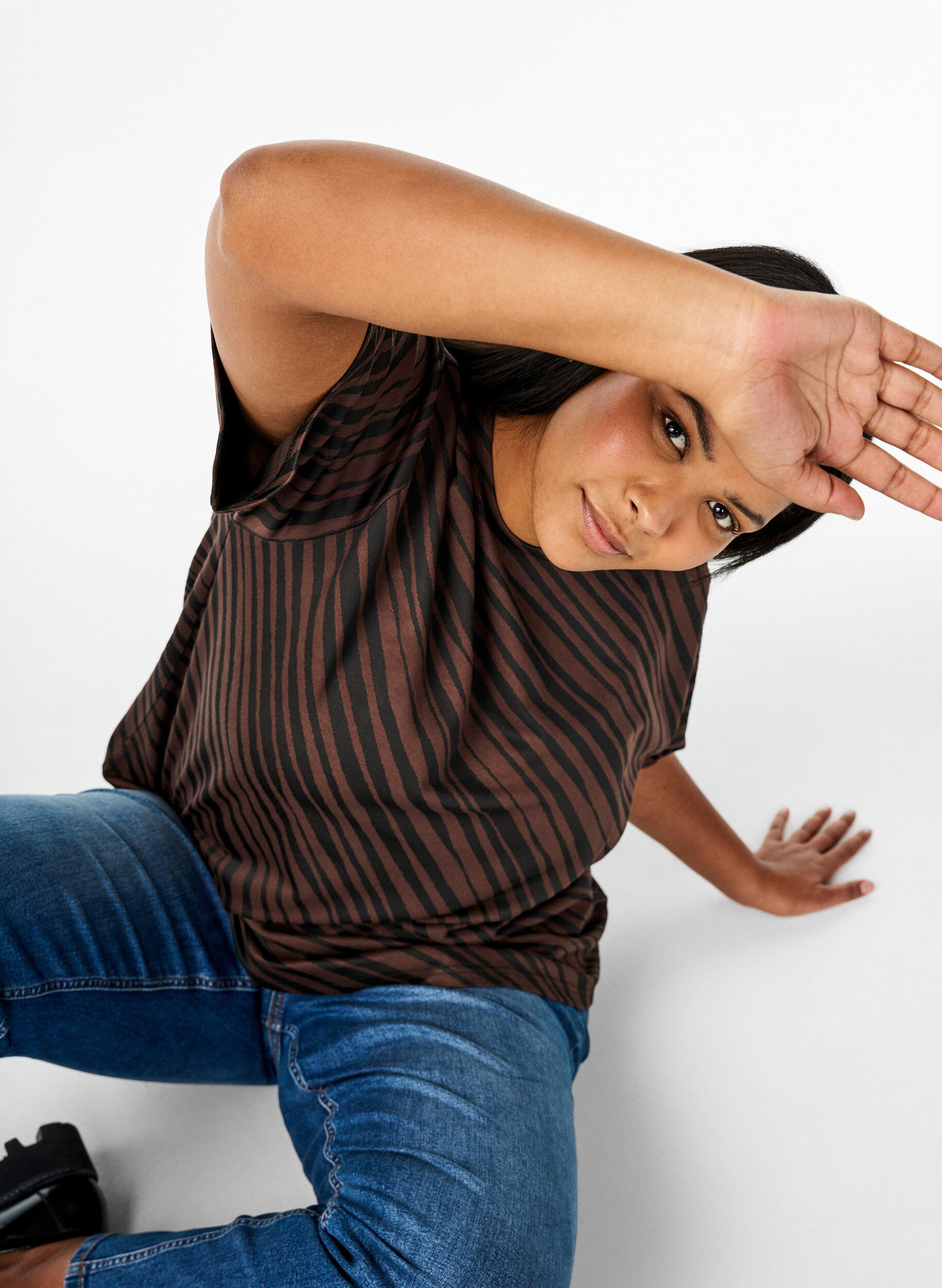 Zizzi Oversized blouse met patroon, Bruin, Image image number 0