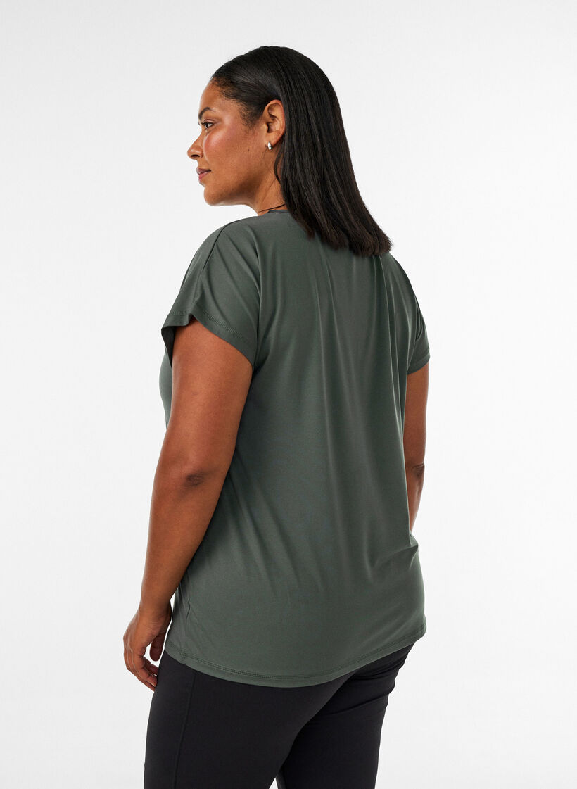 Effen gekleurd trainingsshirt, Groen, Model