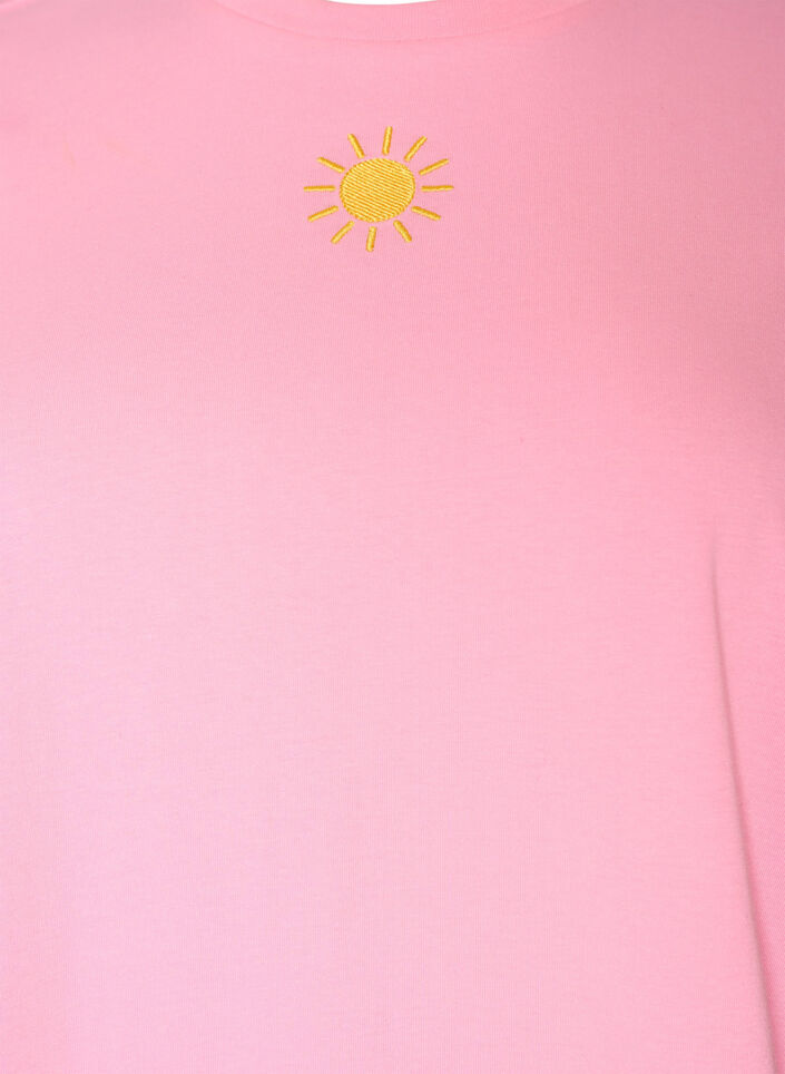 Biologisch katoenen T-shirt met tekstmotief, Roze, Packshot image number 2