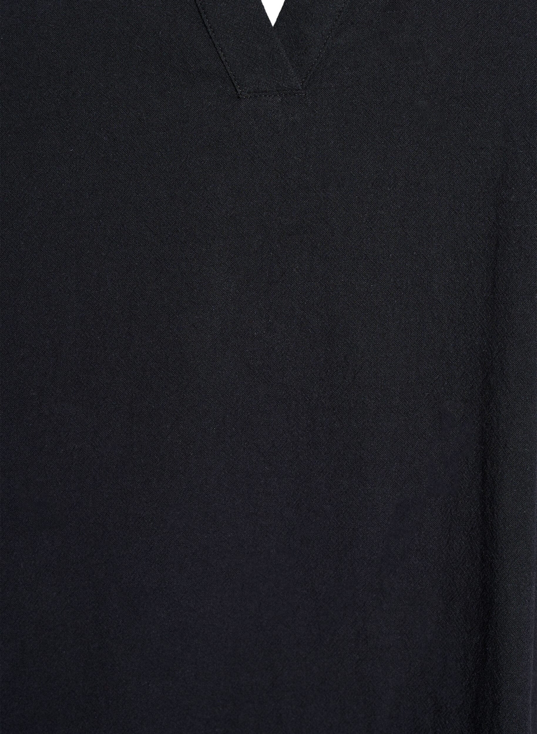Zizzi Tunic met V-hals en ruchesdetails, Zwart, Packshot image number 2