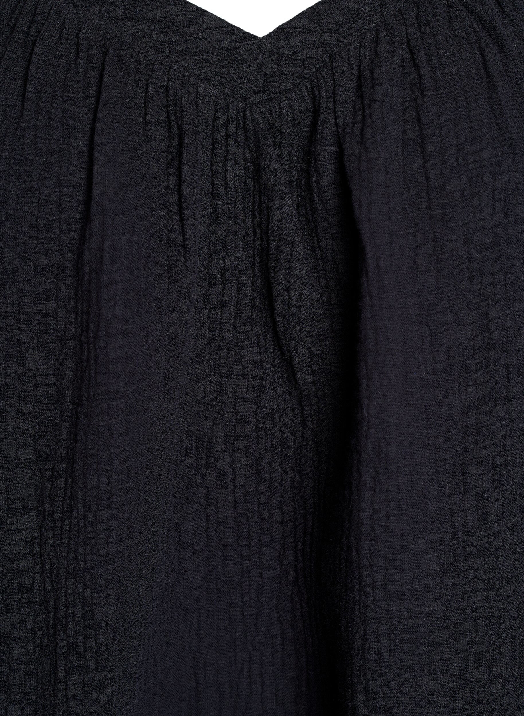 Zizzi Katoenen mousseline blouse met 3/4 mouwen, Black, Packshot image number 2