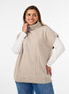 Gebreid vest met col en kabelpatroon, Beige, Model image number 0