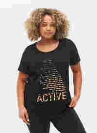 Trainingsshirt met print, Black gold foil logo, Model