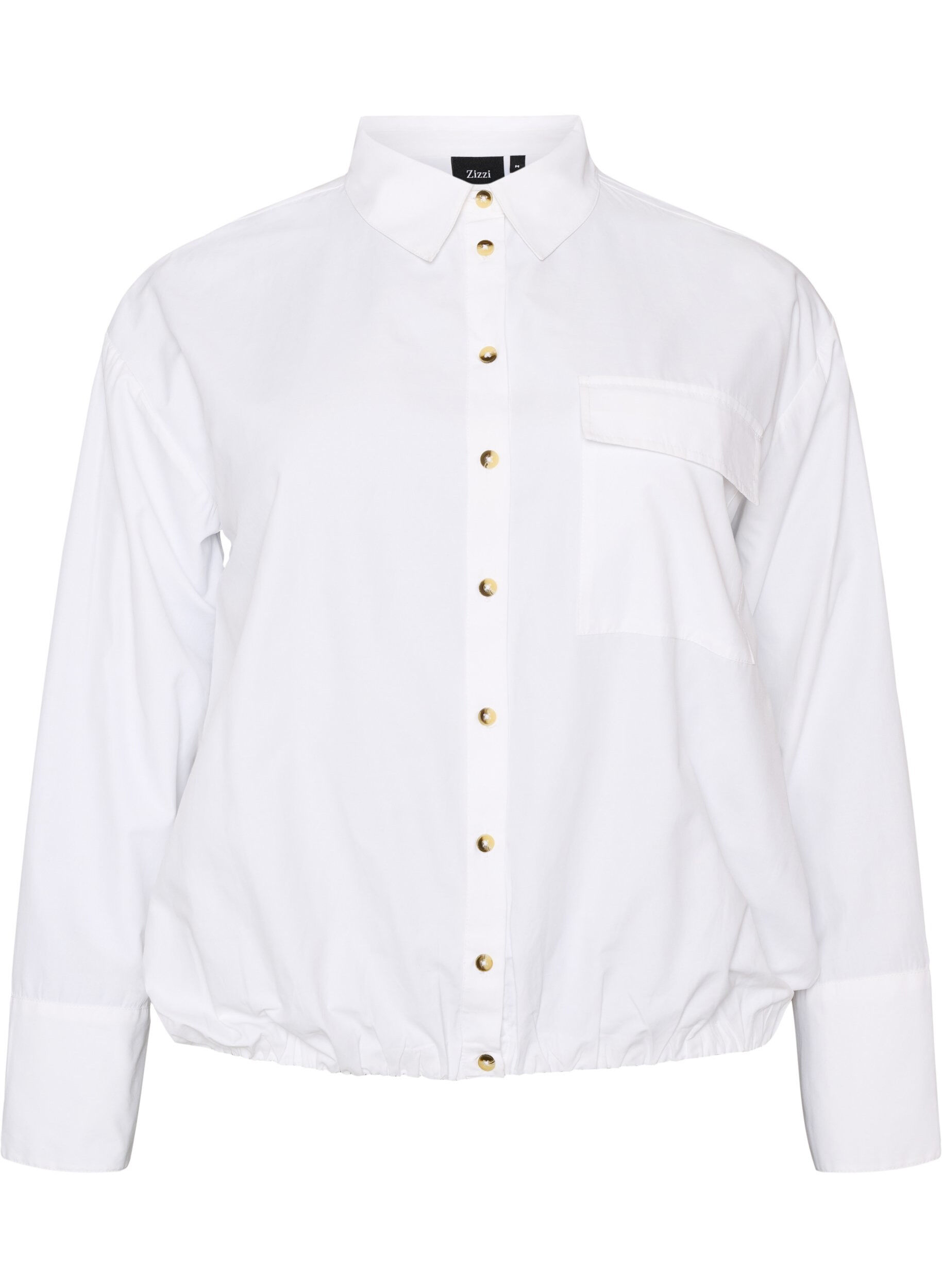 ZizziShirt met borstzak en ballonvorm, Wit, Packshot image number 0