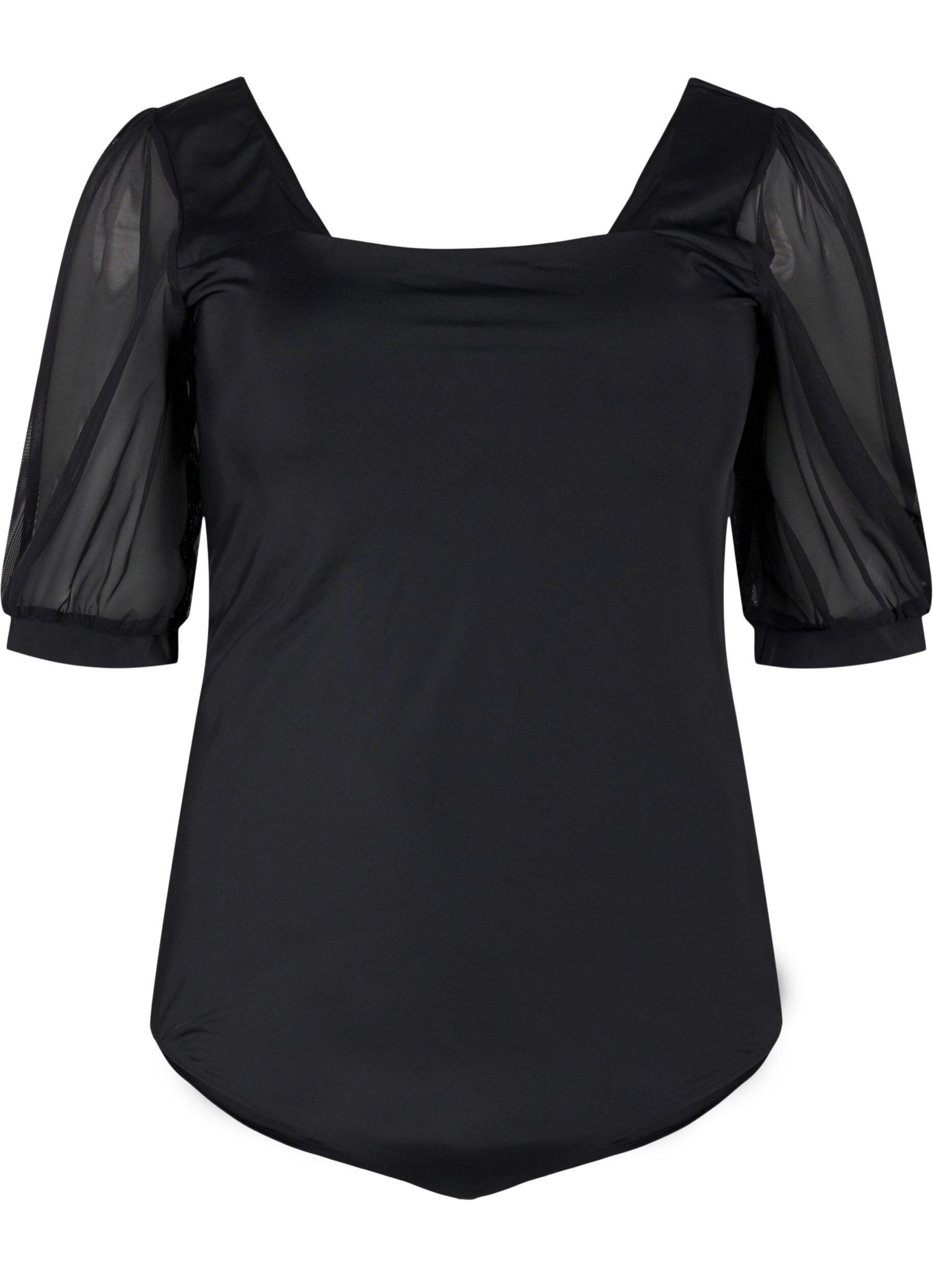 Zizzi Badpak met korte mesh mouwen, Black, Packshot image number 0