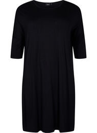 Jersey jurk van viscose met 3/4 mouwen, Black