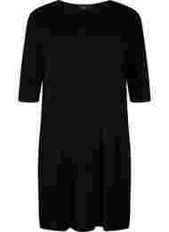 Jersey jurk van viscose met 3/4 mouwen, Black