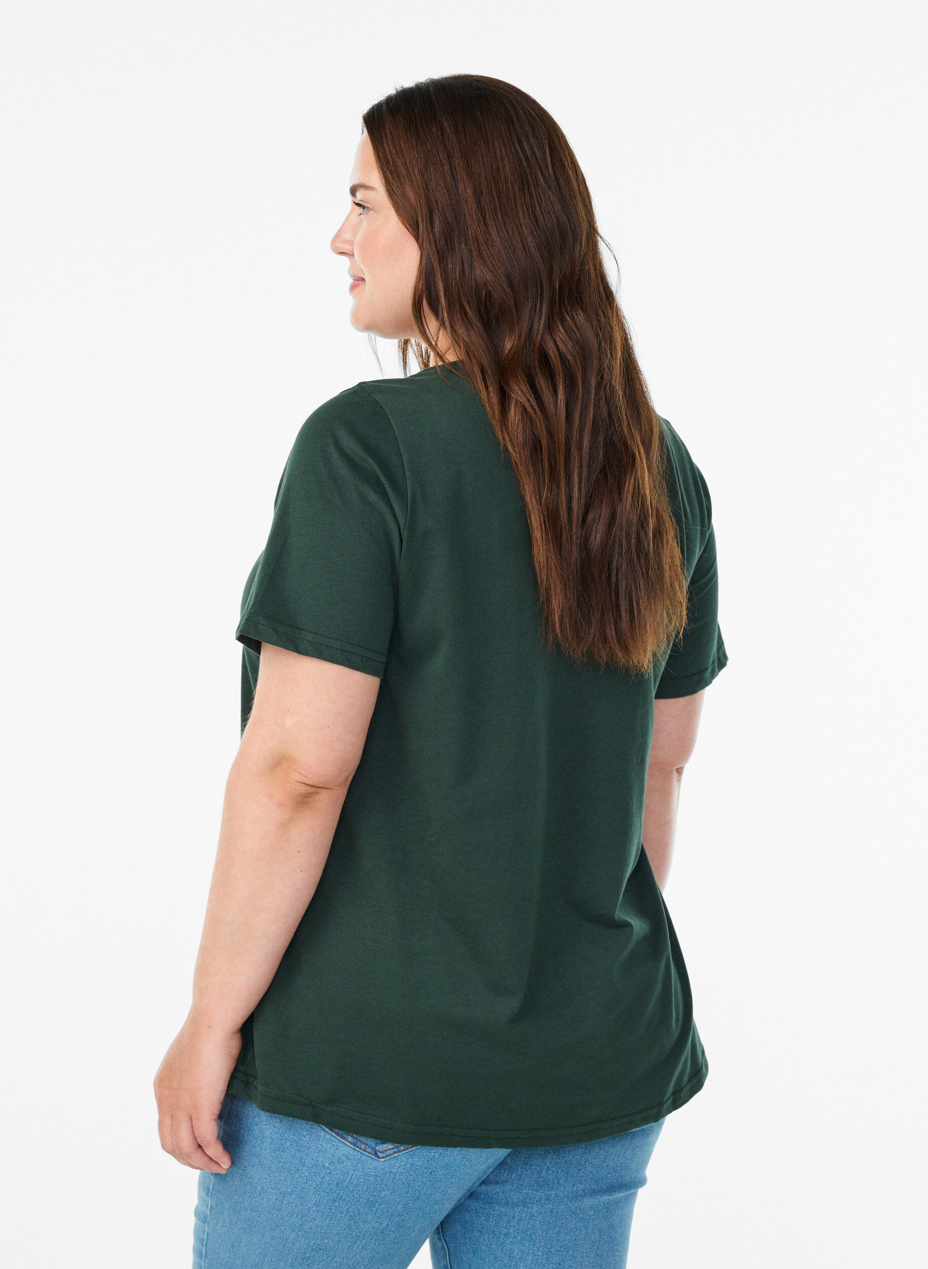 Zizzi T-shirt met print, Groen, Model image number 2