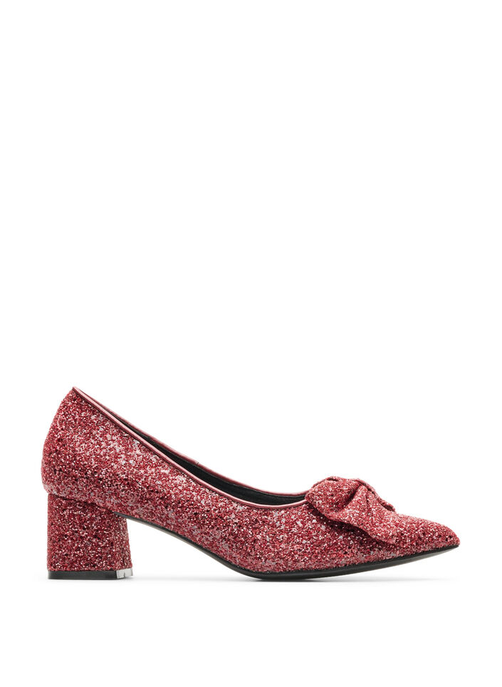 Glitterschoen met strik, Rood, Packshot image number 0