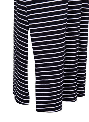 Gestreepte katoenen midi-jurk met korte mouwen, Black Stripe, Packshot image number 3