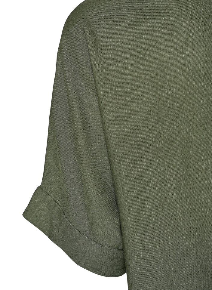 Viscose blouse met crochet detail en knopen, Groen, Packshot image number 3