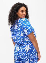 FLASH - Viscose blouse met korte mouwen en print, Nautical Bl.Wh.AOP, Model