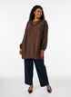 Viscose tuniek met kanten detail, Bruin, Model image number 1