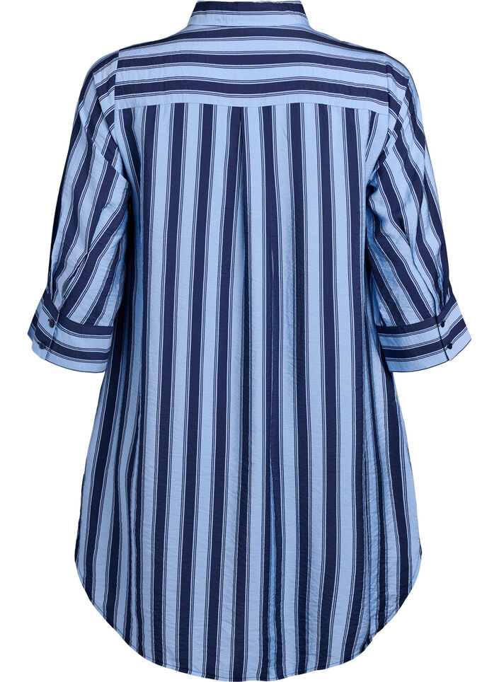 Korte jurk met kraag en borstzak, Blauw, Packshot image number 1