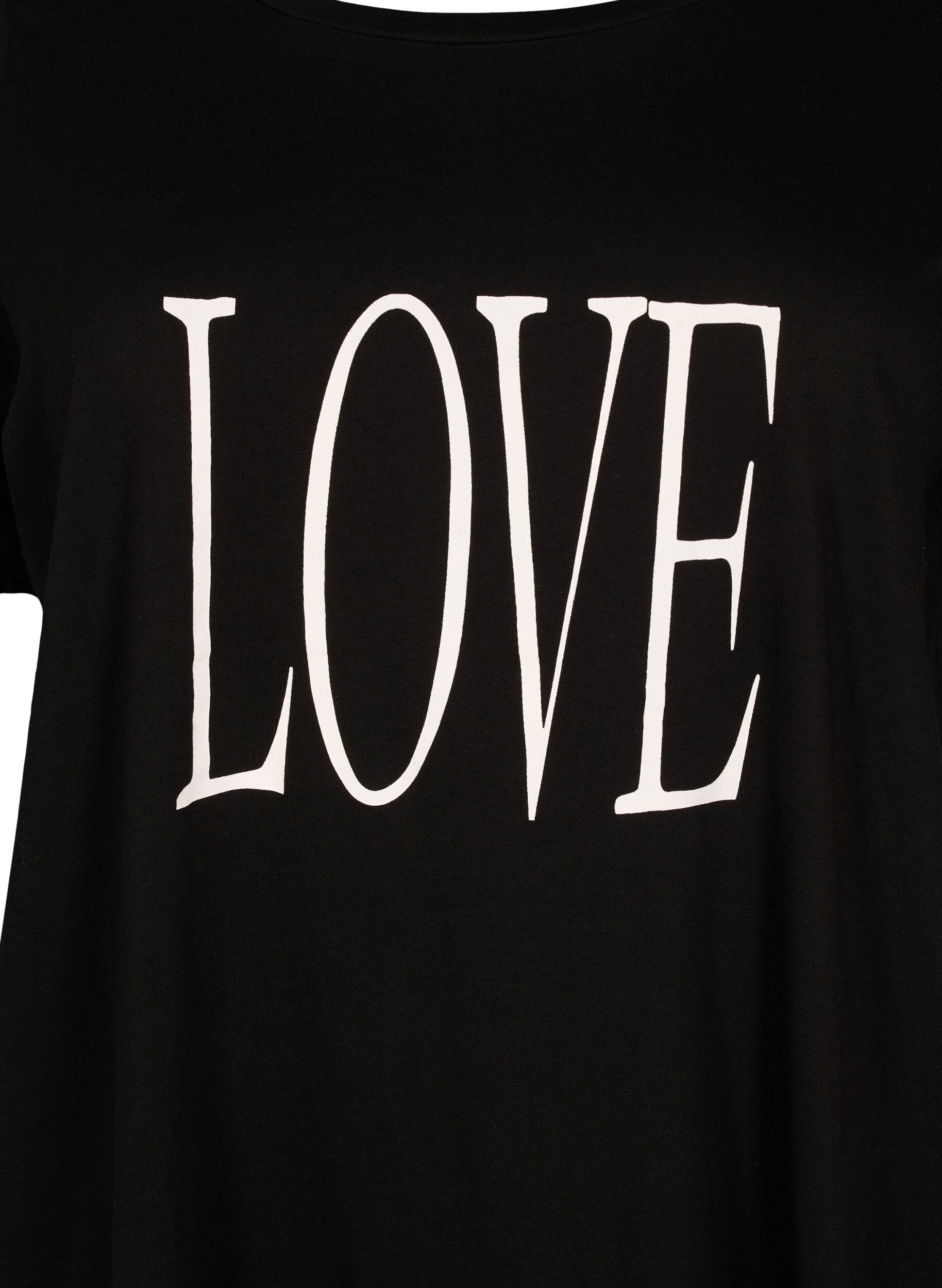 Zizzi Oversized t-shirt met print, Black W. Love, Packshot image number 2