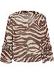 Chiffon blouse met zebraprint en ruches, Bruin, Packshot image number 1