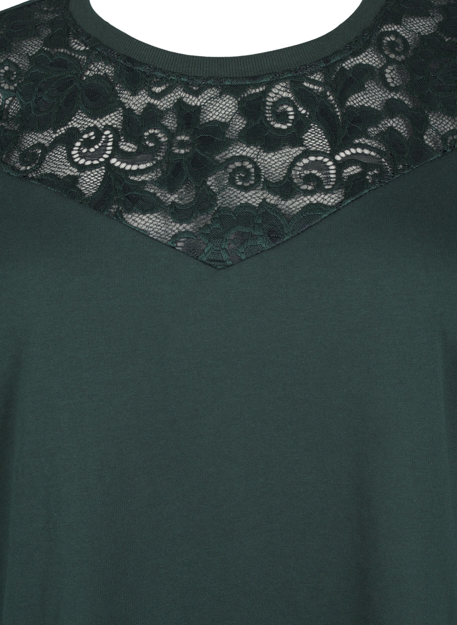 Zizzi Sweatshirt met kanten details, Scarab, Packshot image number 2