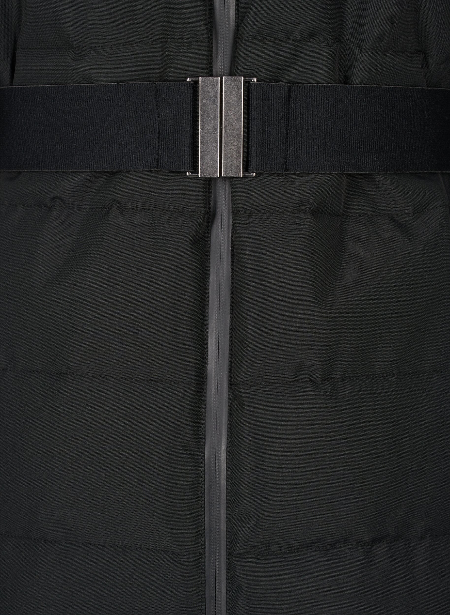 Zizzi Ski jas met capuchon en riem, Black, Packshot image number 3