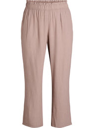 Viscose broek met hoge taille en zakken, Bruin