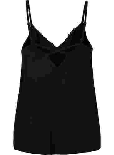 Viscose nachthemd met kant, Black, Packshot image number 1