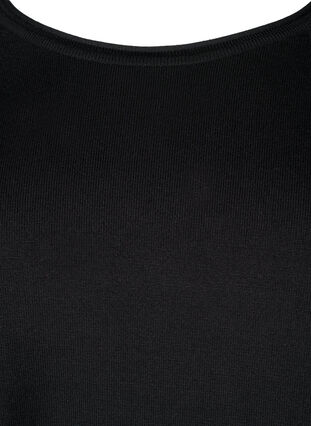 Gebreide blouse van viscose met 3/4 mouwen, Black, Packshot image number 2