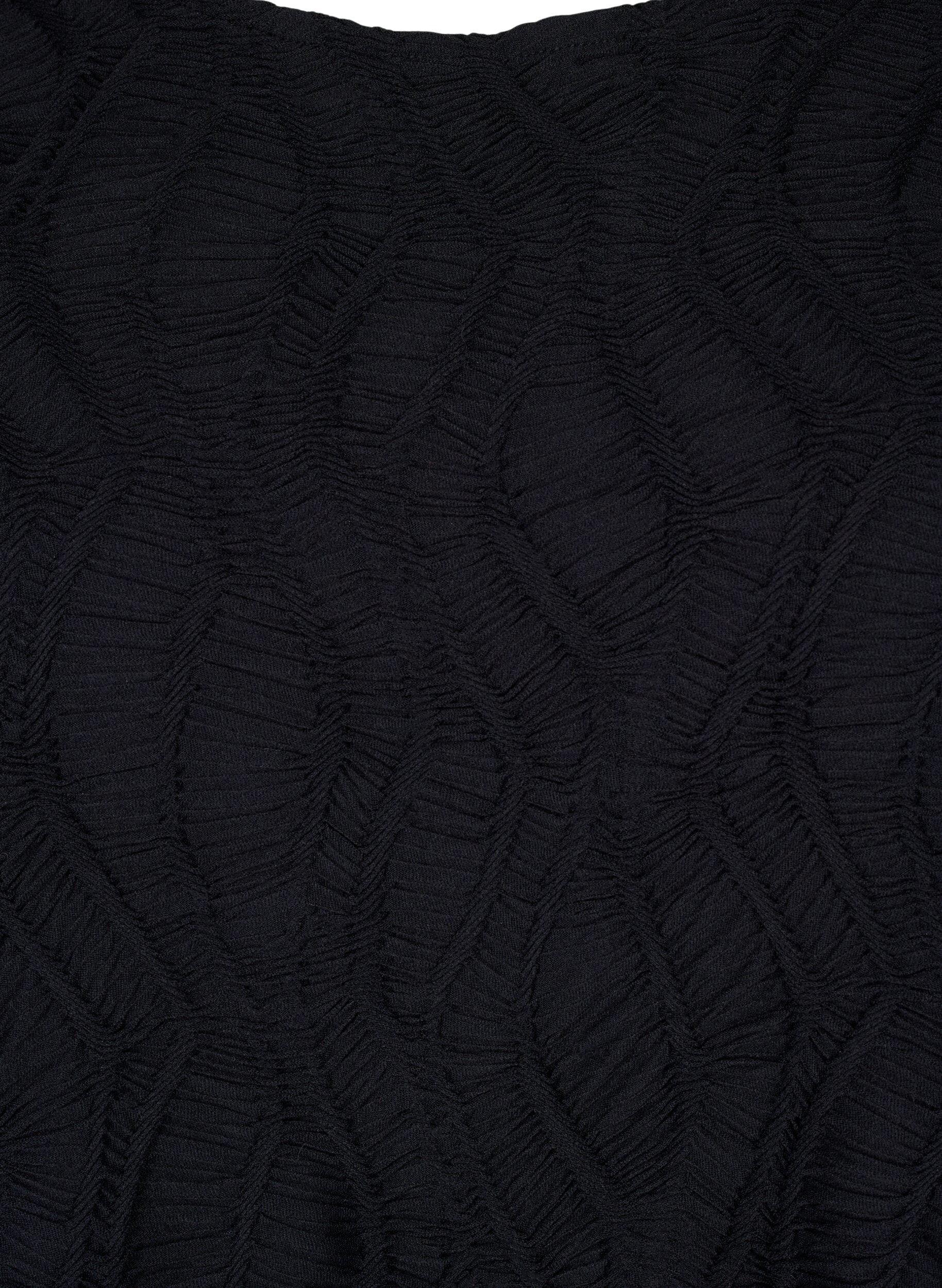 Zizzi Blouse met structuur en korte mouwen, Black, Packshot image number 2