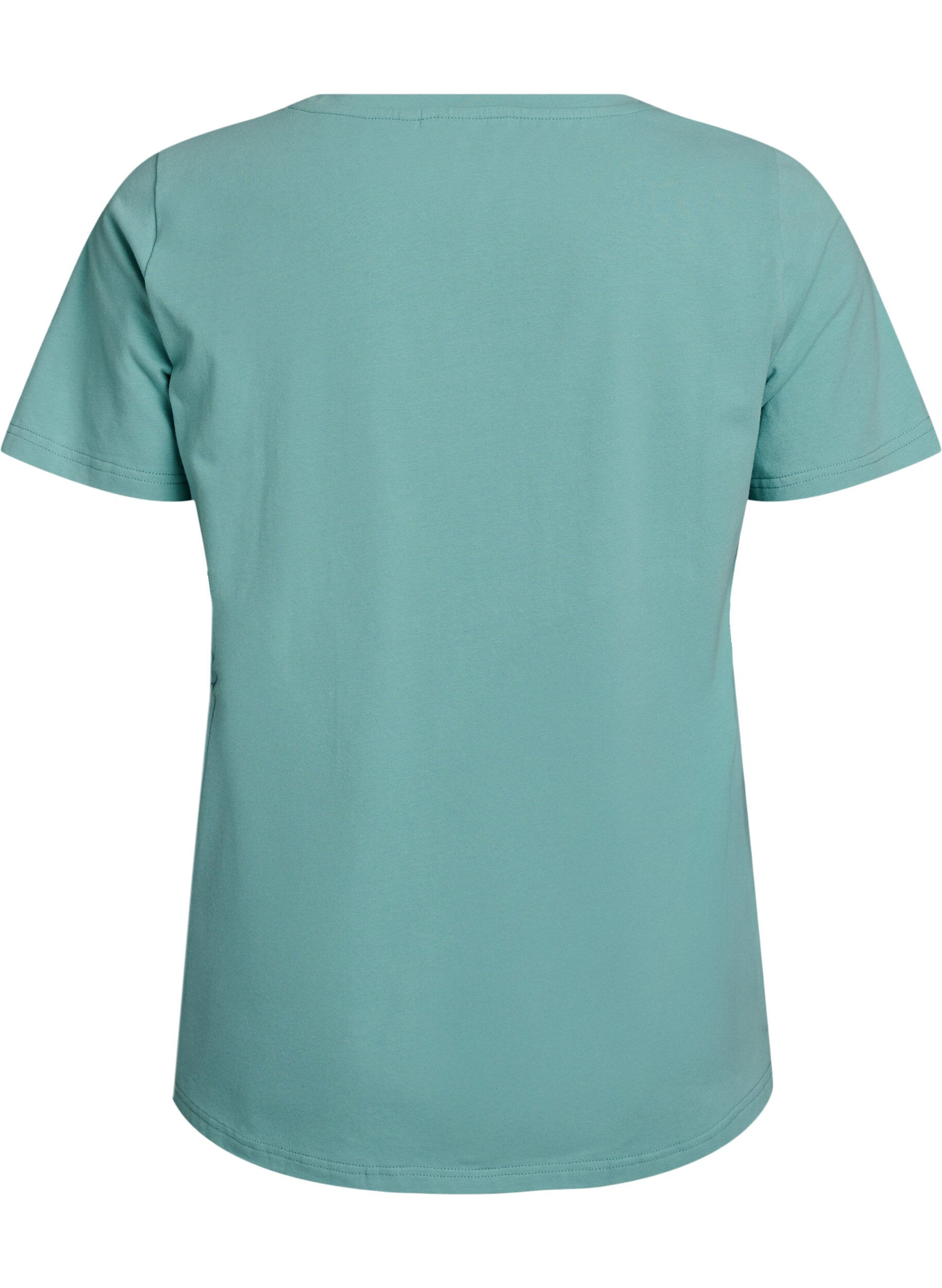 Zizzi Effen basic katoenen T-shirt, Groen, Packshot image number 1