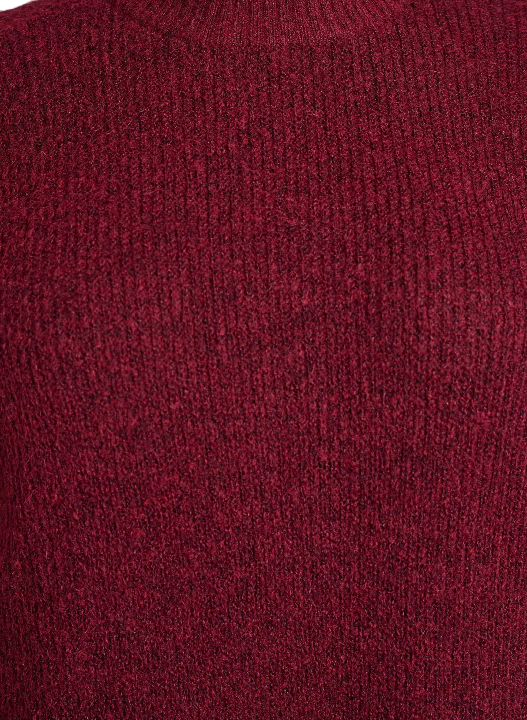 Zizzi Lange gebreide jurk met hoge hals, Rood, Packshot image number 2