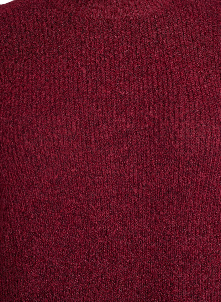 Lange gebreide jurk met hoge hals, Rood, Packshot image number 2