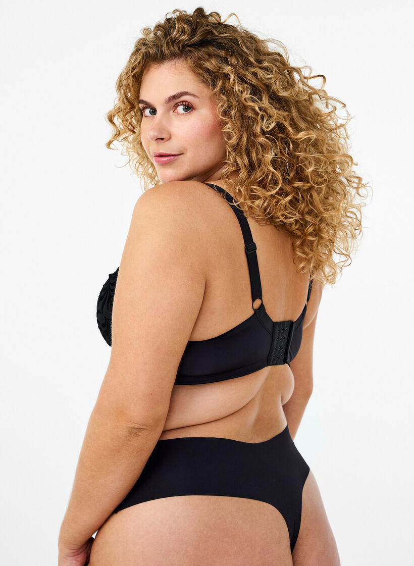 Voorgevormde bh met fluweelpatroon, Zwart, Model image number 2