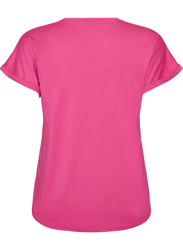 T-shirt met korte mouwen van katoenmix, Roze, Packshot image number 1
