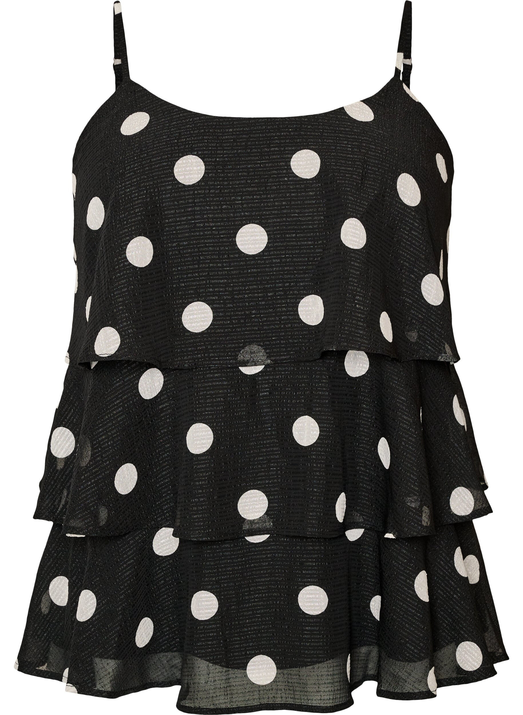 Gelaagde top met ruches en spaghettibandjes