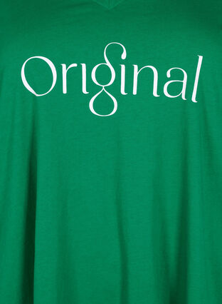 Katoenen t-shirt met tekstopdruk en v-hals, Jolly Green ORI, Packshot image number 2
