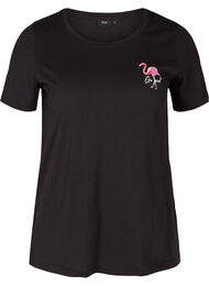 T-shirt met print, Black Flamingo