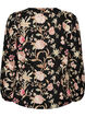 Gebloemde blouse van linnen en viscose met lange mouwen, Zwart, Packshot image number 1