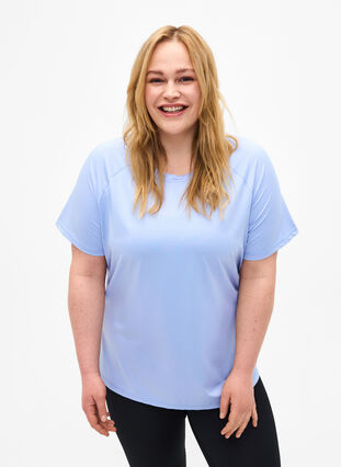 Trainings-T-shirt met achterkant van mesh, Zen Blue, Model image number 0