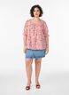 Katoenen blouse met vierkante halslijn, Rood, Model image number 1