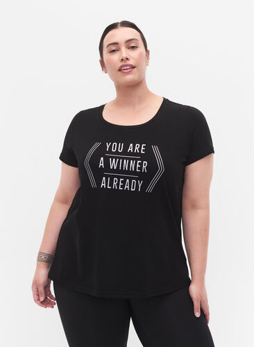 Sport-T-shirt met print, Black w. Winner, Model image number 0