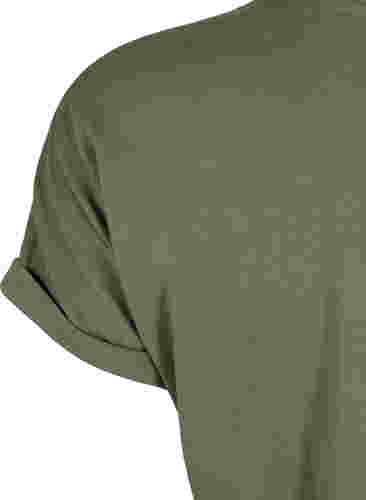 T-shirt met korte mouwen van katoenmix, Dusty Olive, Packshot image number 3