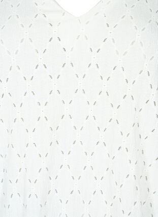 Blouse met V-hals en gaatjespatroon, Off White, Packshot image number 2