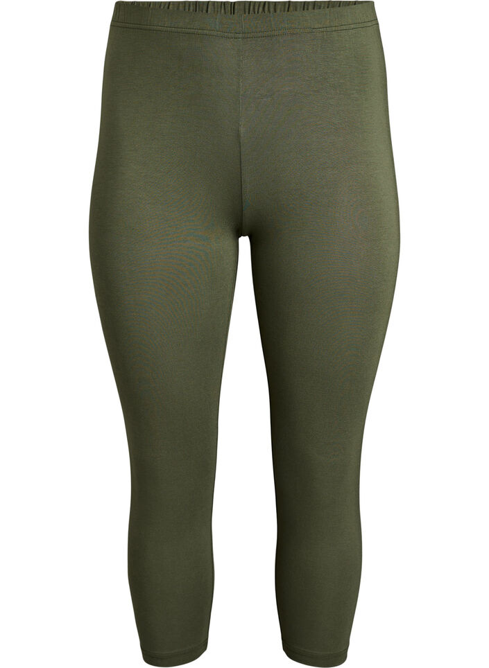 Basic 3/4 legging in viscose, Groen, Packshot image number 0