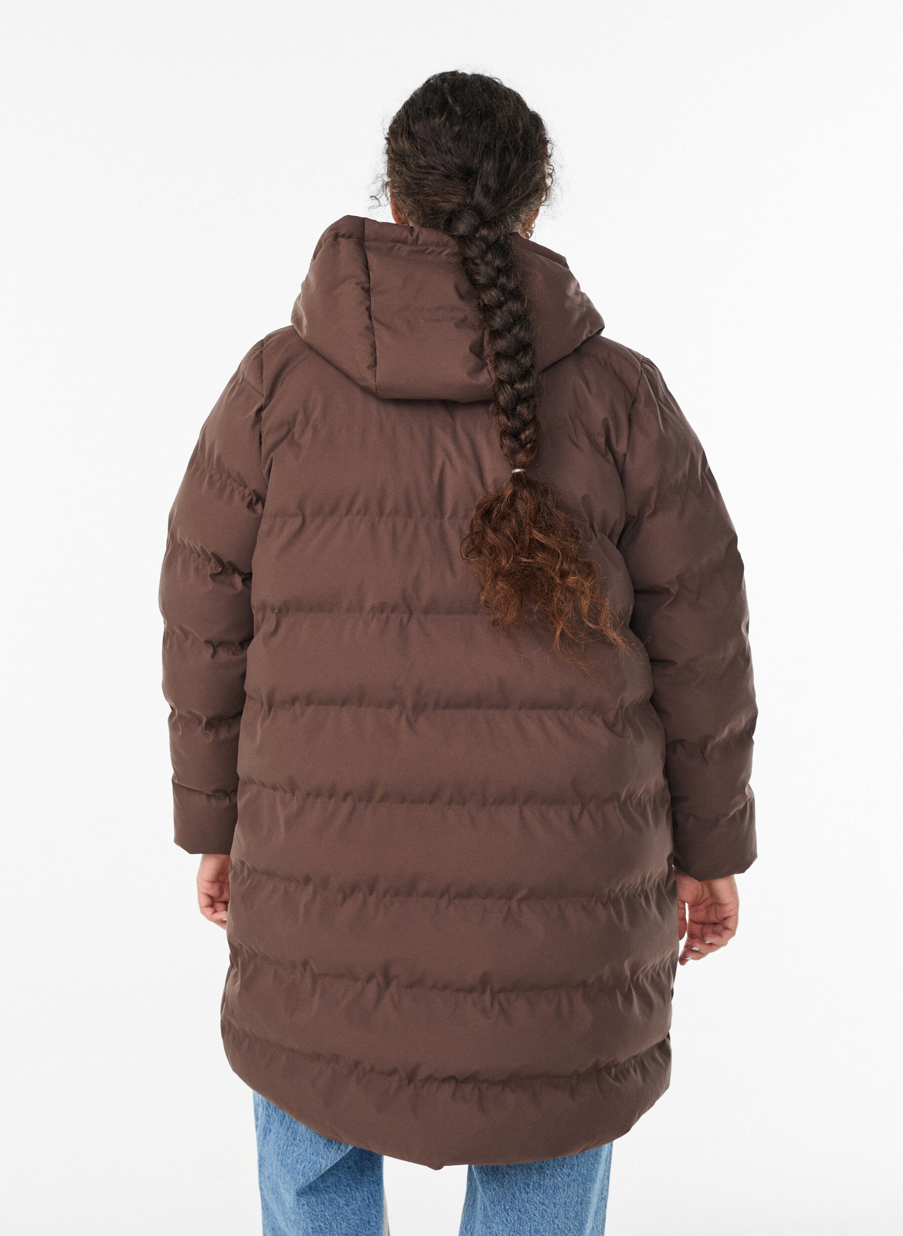 ZizziPufferjas met capuchon en zakken, Bruin, Model image number 2