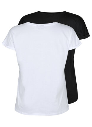 2-pack T-shirts met korte mouwen, Bright White / Black, Packshot image number 1