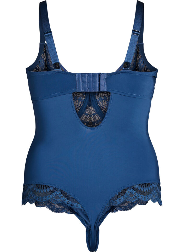 Body van kant met beugels en bandjesdetails, Blauw, Packshot image number 1