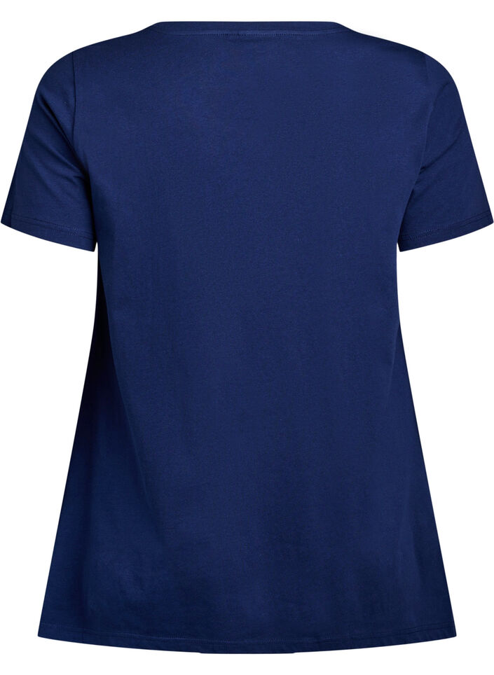 T-shirt met ronde hals en A-lijn vorm, Blauw, Packshot image number 1