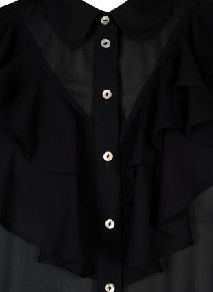 Overhemdblouse met korte mouwen en ruches, Black, Packshot image number 2