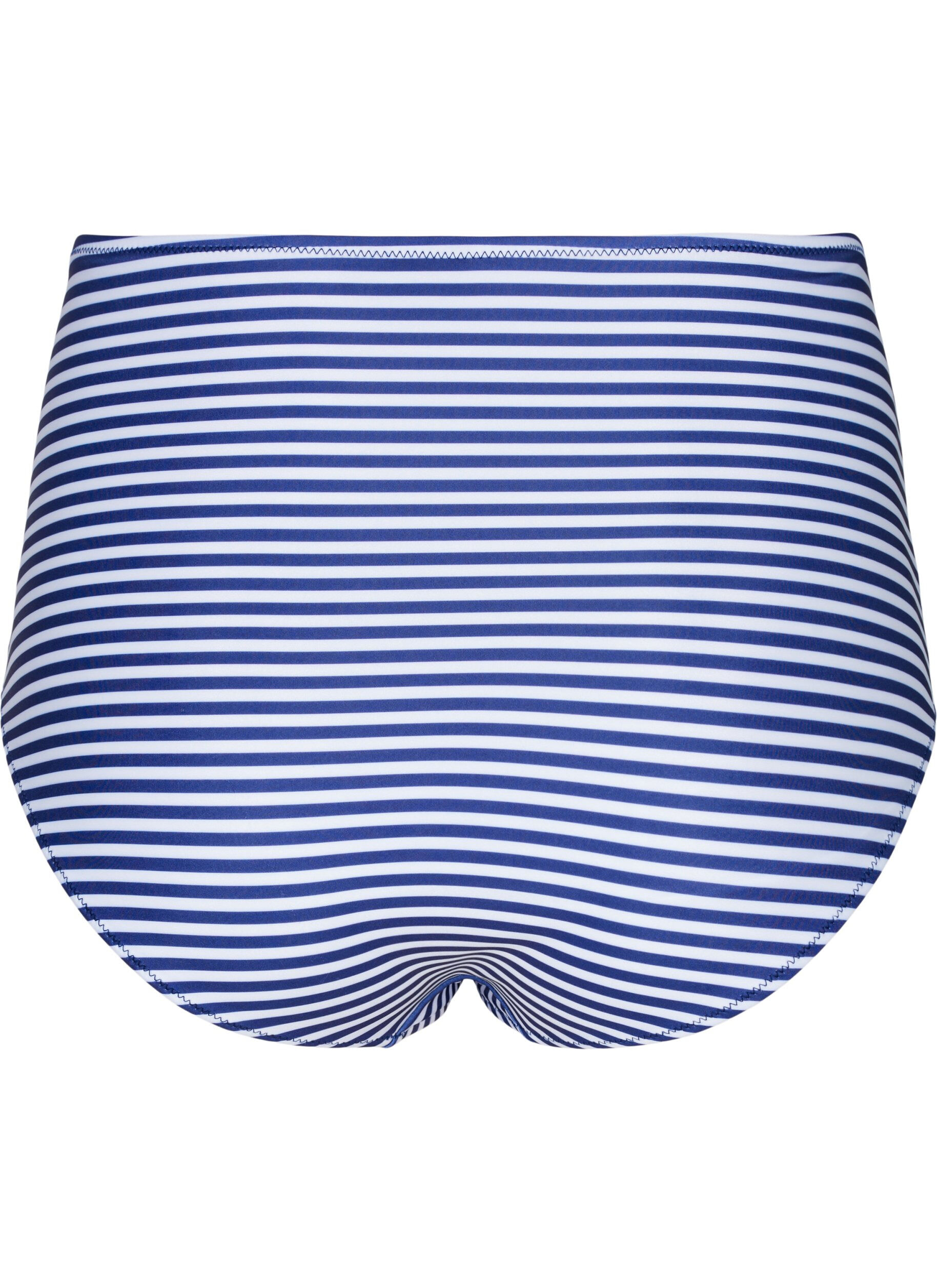 Zizzi Gestreept bikinibroekje met hoge taille, Blauw, Packshot image number 1