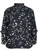 Blouse met print en ruchedetails, Zwart, Packshot image number 0