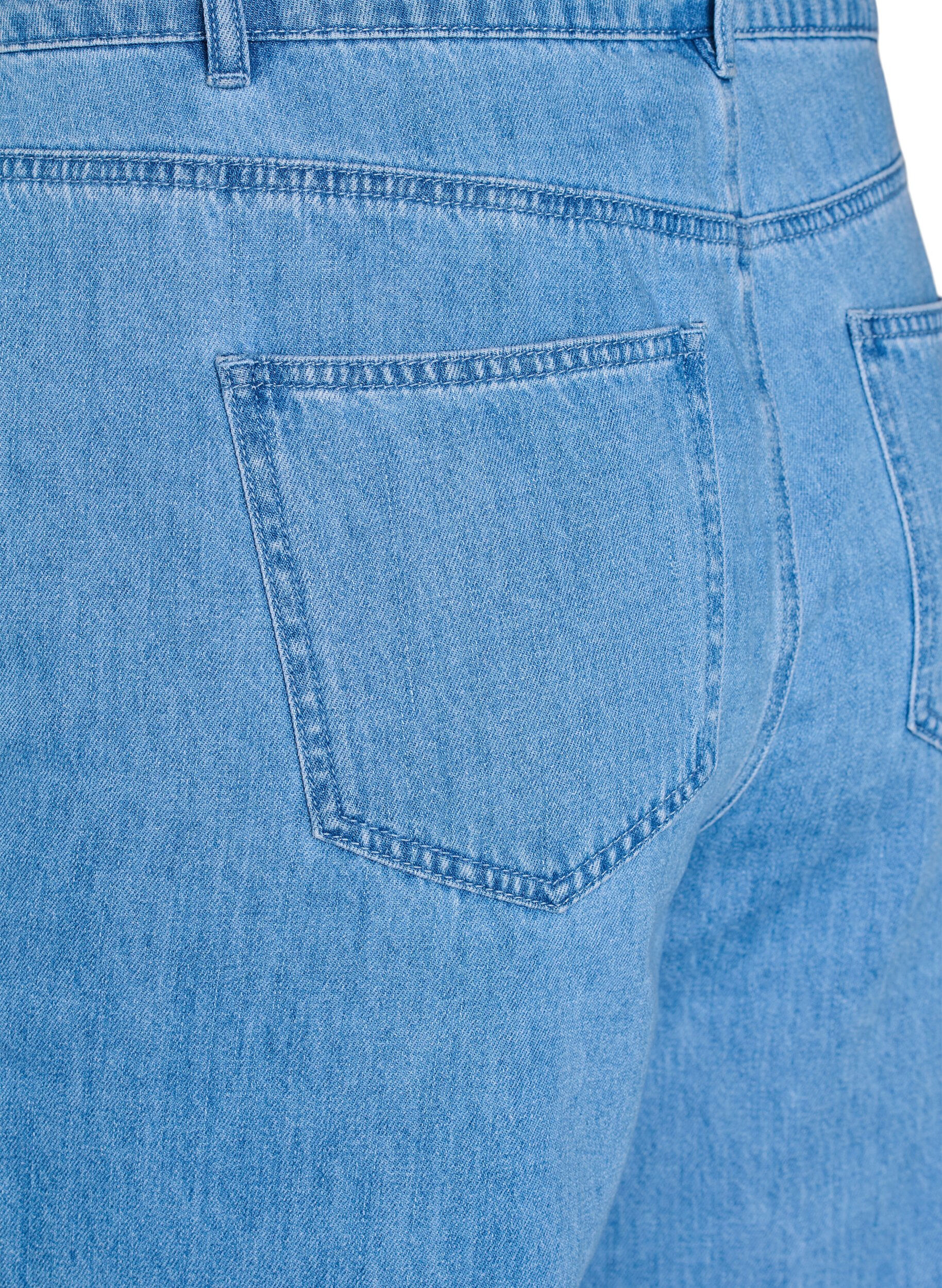 Zizzi Kiana jeans met een straight-fit en gedurfde stiksels, Blauw, Packshot image number 3