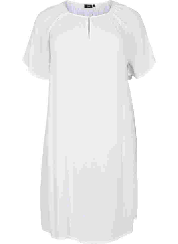 Viscose jurk met korte mouwen, Bright White, Packshot image number 0